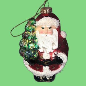 Vintage Krebs Hand Blown Glass Santa Christmas Ornament